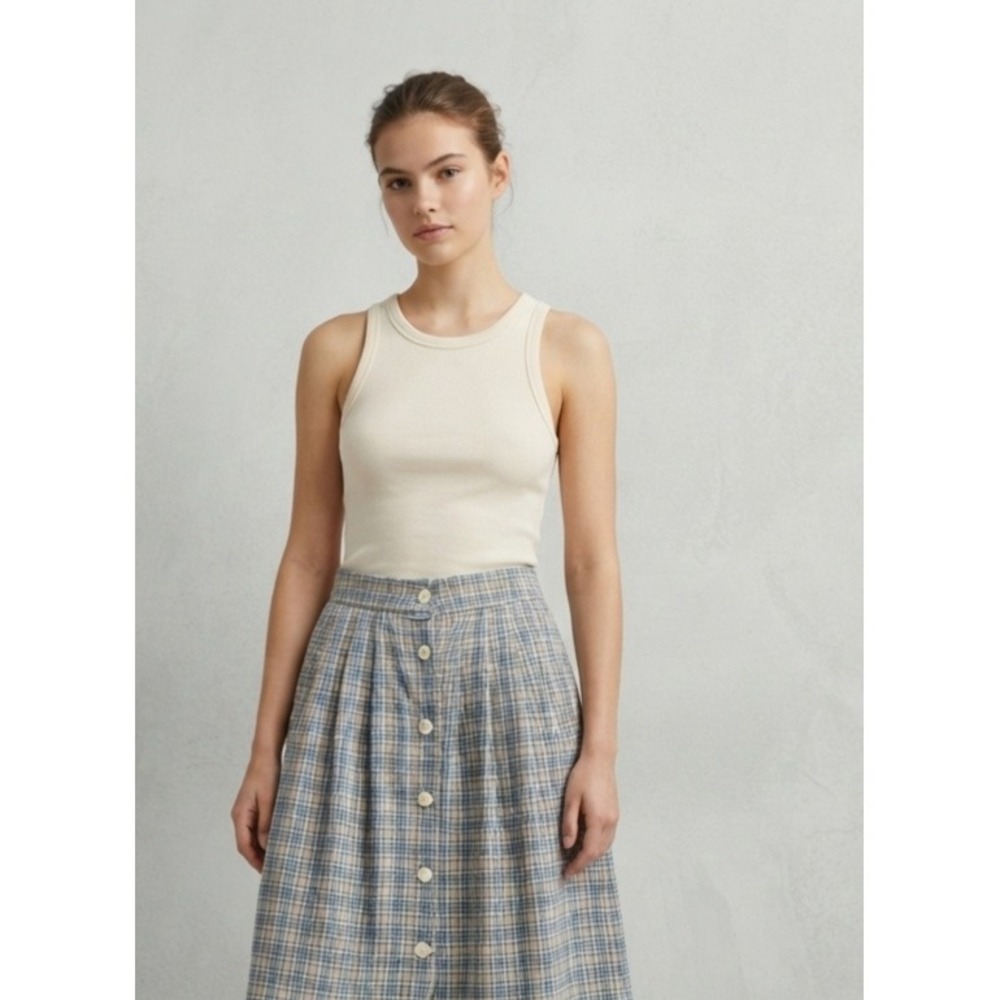 Esprit Vintage 90s Plaid Pleated Button Front Academic Midi Skirt 5/6